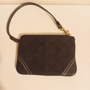 Coach Black canvas zip wristlet